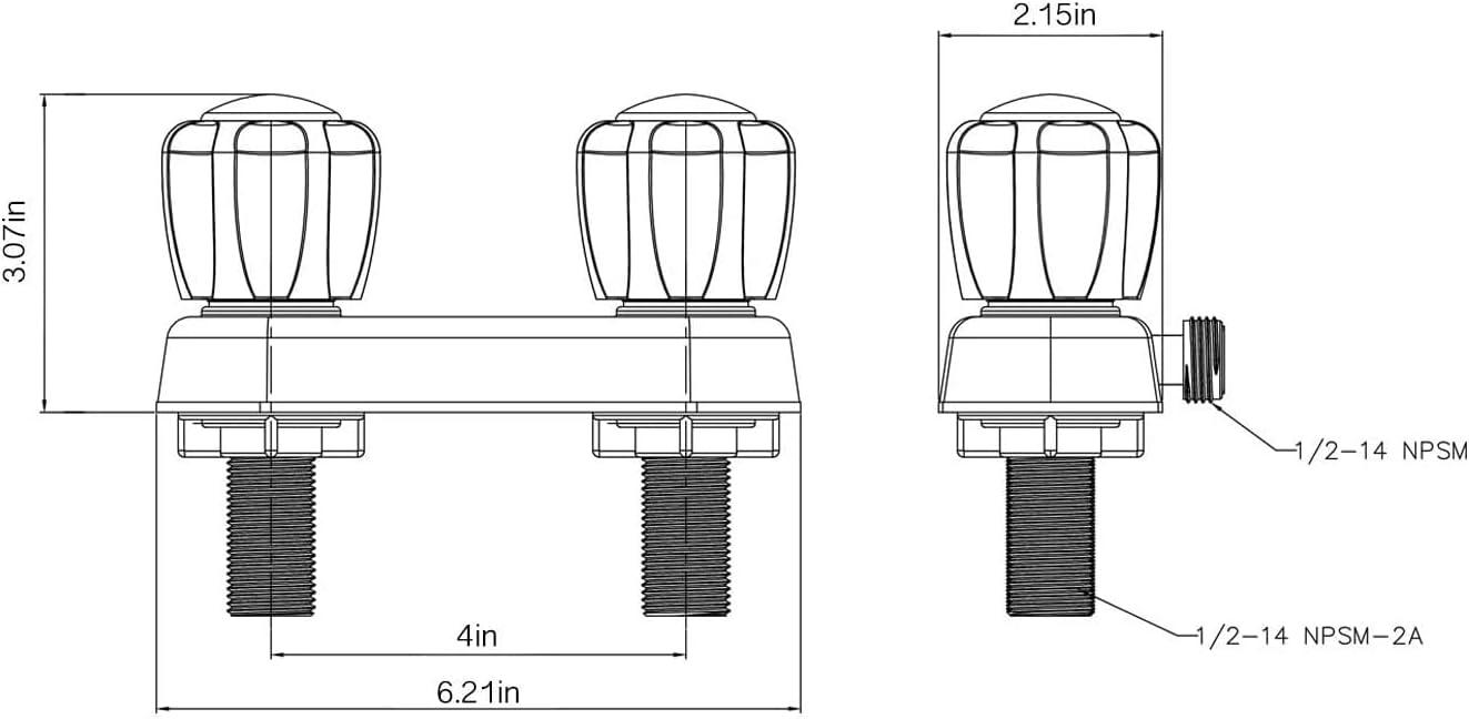 Laguna Brass RV/Motorhome Two Handle Non-Metallic Shower Diverter with Matching Hand Held Shower Set 3220AWT/4120WT