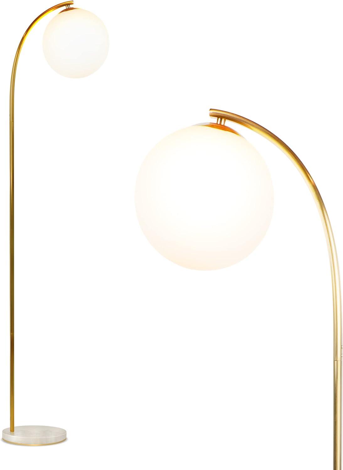 Luna Drop 75 in. Modern LED Arc Floor Lamp with Frosted Glass Globe Shade