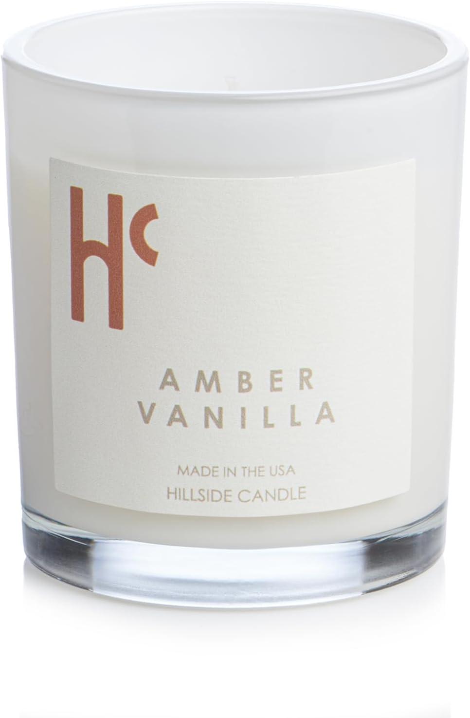 Hillside Candle "Amber Vanilla" Scented Candles, Single Wick, Luxury Candles, Scented Candles for Home ( 9 oz)