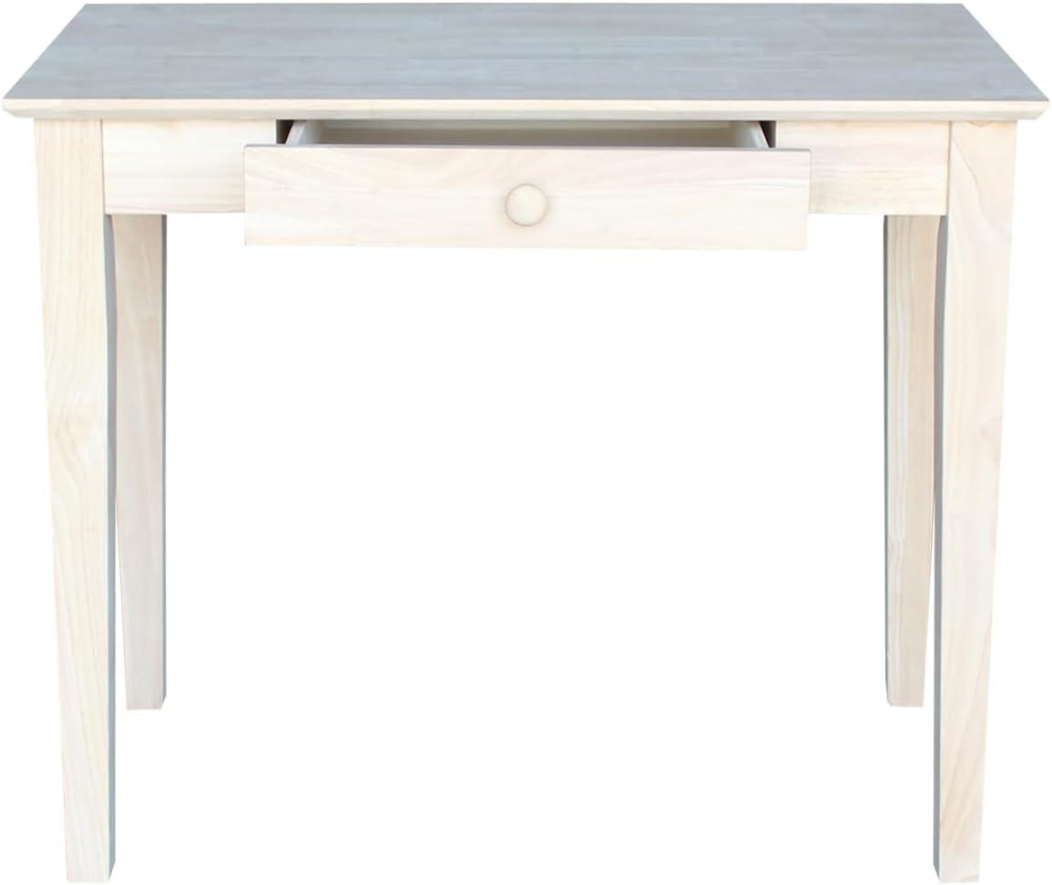 Solid Wood Writing Table Unfinished - International Concepts: 30"H, Hardwood, Narrow Design, 36" Width, Space Saver