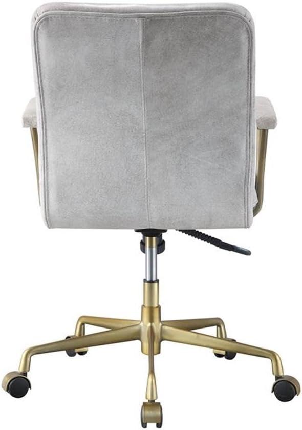 Damir Office Chair in Vintage White Top Grain Leather and Chrome