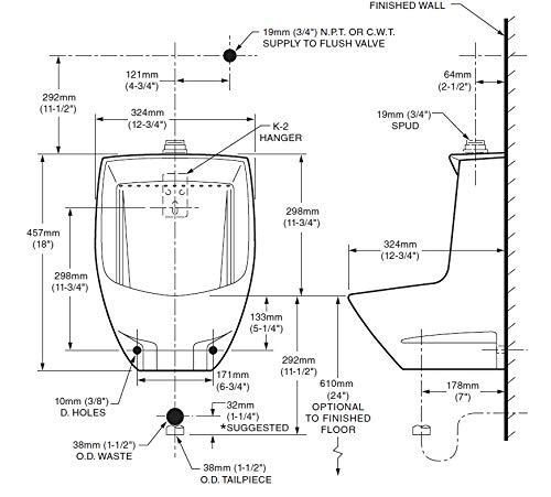 American Standard 6581001EC.020 White Maybrook High-Efficiency Top Spud Bathroom Urinal