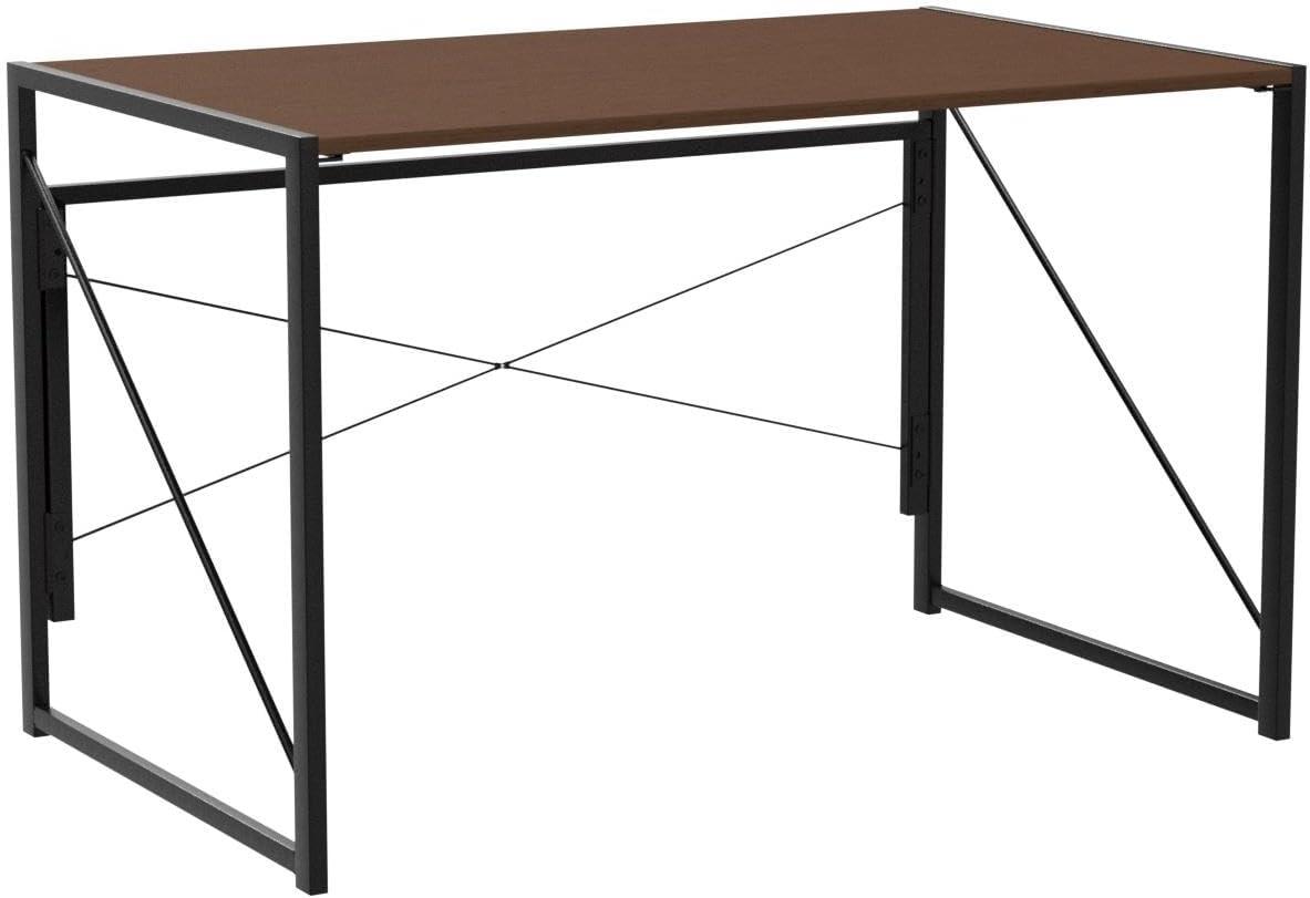 Espresso Foldable Wood and Metal Writing Desk