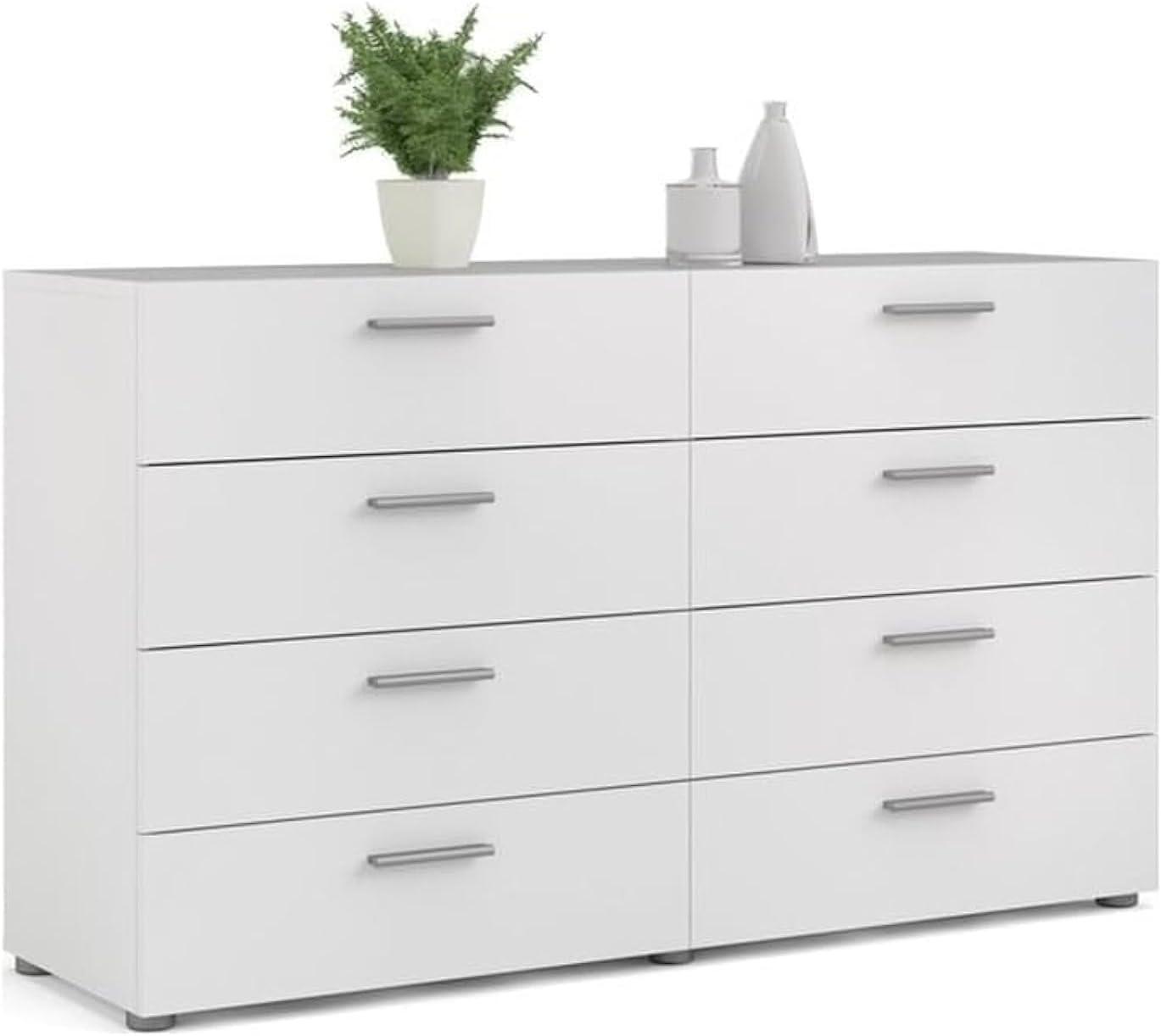 Levan Home Engineered Wood Contemporary 8 Drawer Double Bedroom Dresser in White