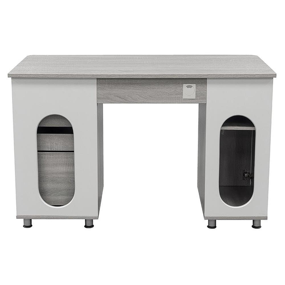 Gray MDF Wood Computer Desk with Storage and Filing Cabinet