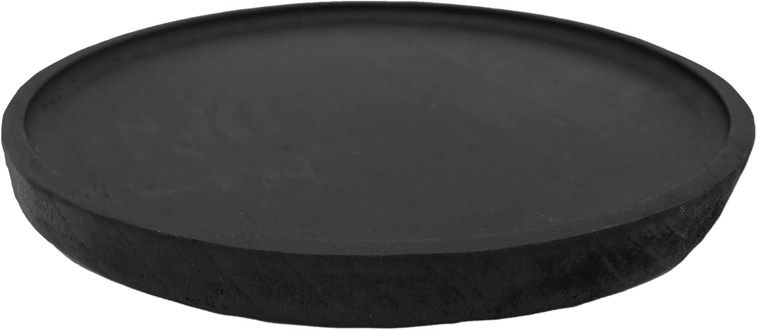 Sweet Water Decor Large Black Round Wood Tray - 10x10"