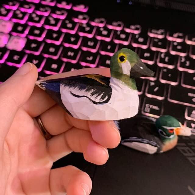 Goldeneye Duck Handmade Wood Figurine Carved Decoy Sculpture Home Decor Miniature Animal Art Garden Statue Collectible