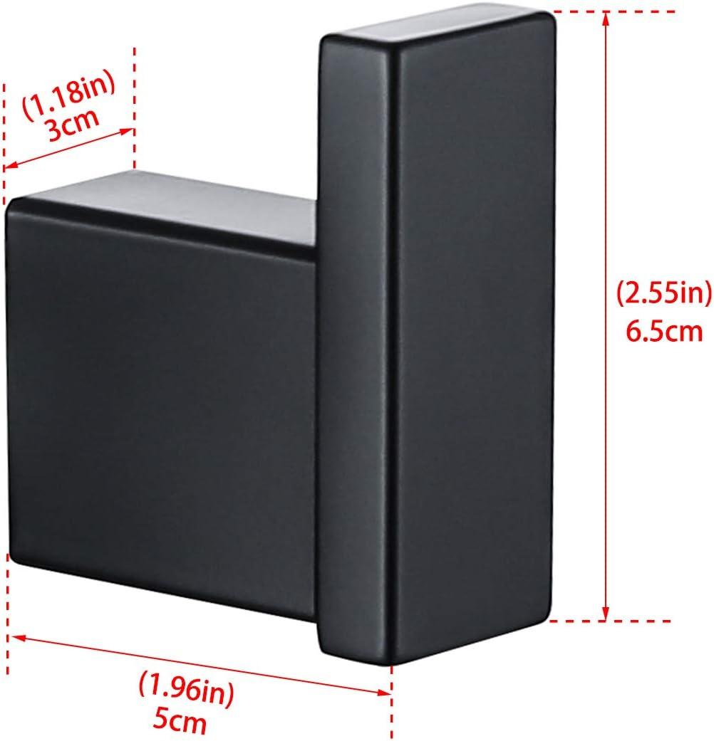 Matte Black Towel Bathrobe Hook Bathroom Hardware Accessories Coat Hook 304 Stainless Steel Bathroom Kitchen Modern Hotel Style Coat Rack Wall Mounted 2 Pack.