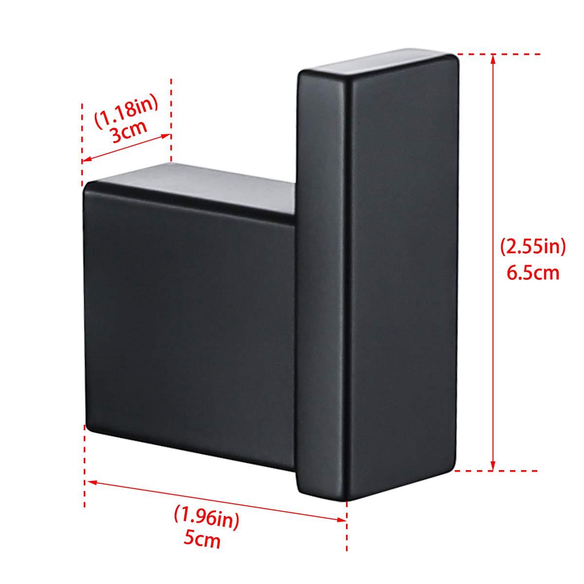 Matte Black Towel Bathrobe Hook Bathroom Hardware Accessories Coat Hook 304 Stainless Steel Bathroom Kitchen Modern Hotel Style Coat Rack Wall Mounted 2 Pack.