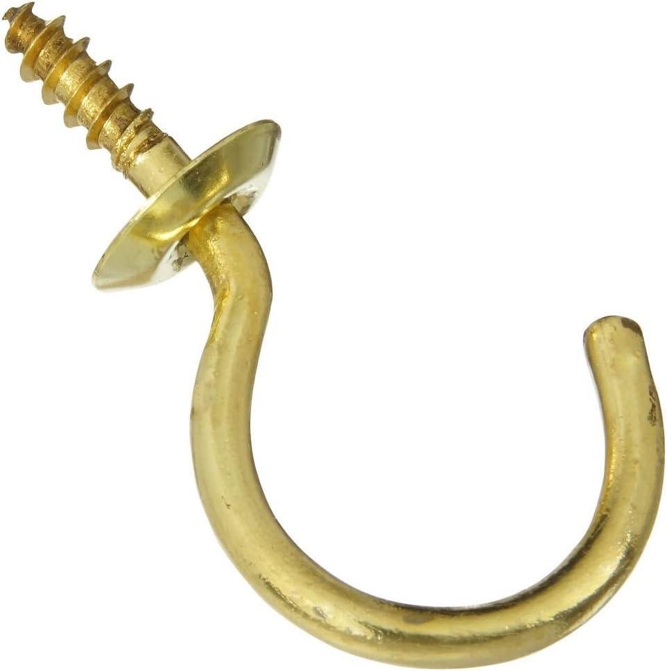 Solid Brass Cup Hooks, 2 Pack