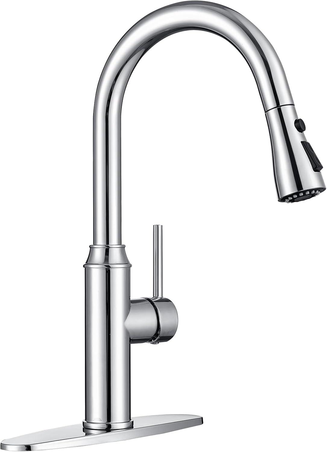 GAGALIFE Single Handle Pull Down Sprayer Kitchen Faucet High Arc Stainless Steel Faucet with 3-Function Sprayer JJL-CL-PT-SDP-C