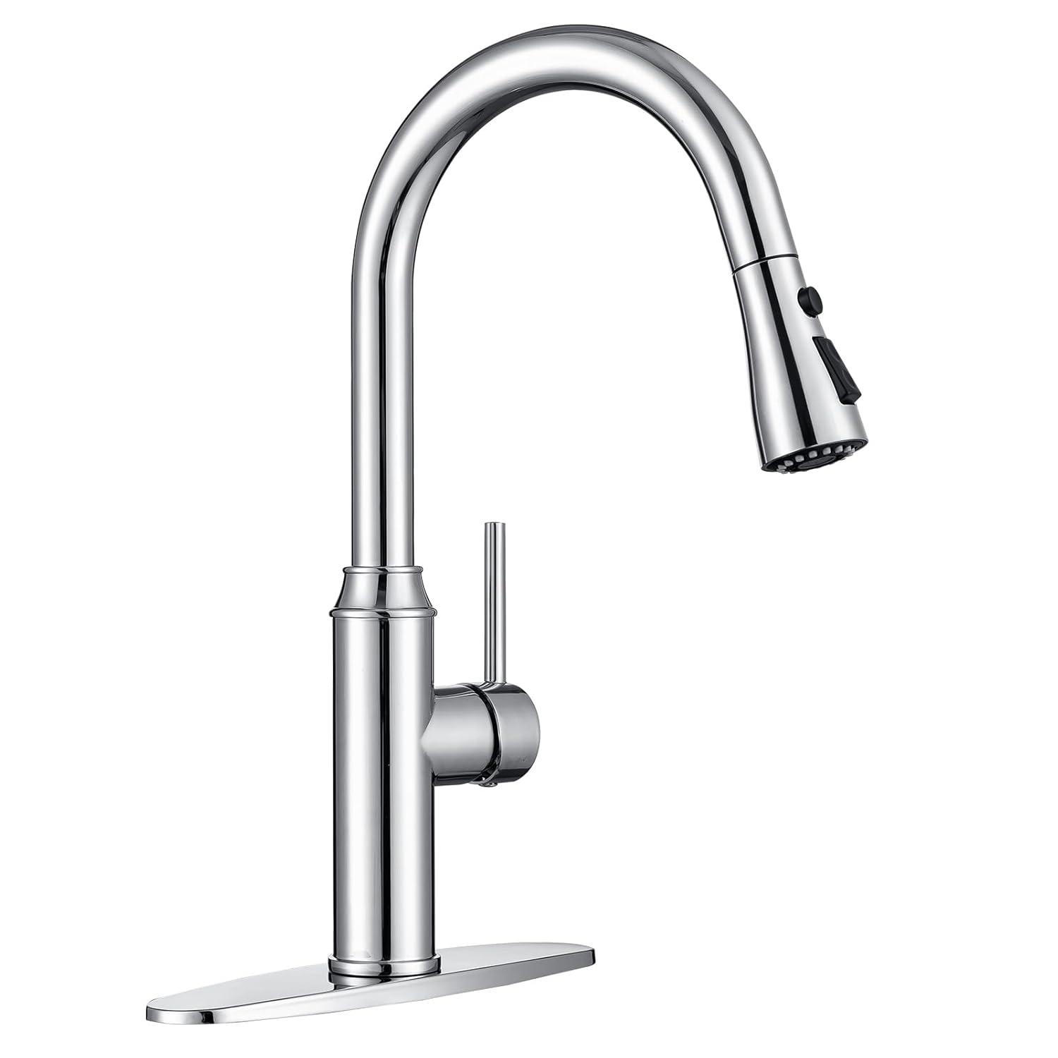 GAGALIFE Single Handle Pull Down Sprayer Kitchen Faucet High Arc Stainless Steel Faucet with 3-Function Sprayer JJL-CL-PT-SDP-C