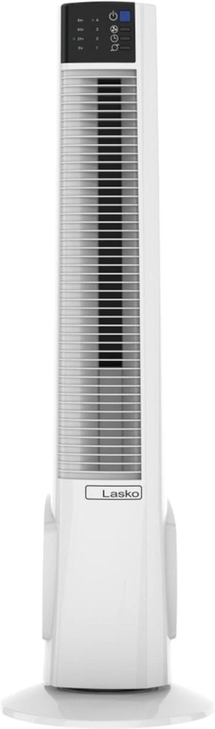 38" White Oscillating Tower Fan with Remote and Auto Shut-Off