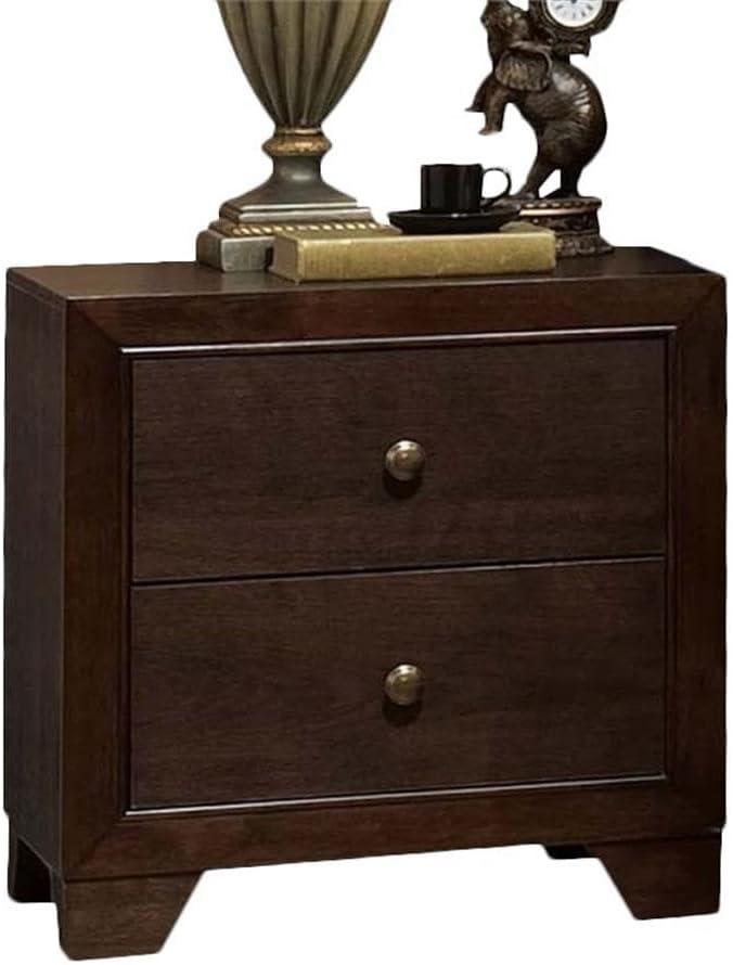 22" Madison Nightstand Espresso - Acme Furniture: 2 Drawer Bedroom Side Table, Wood Veneer, No Assembly Required