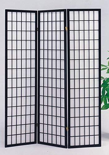 3-Panel Room Divider, Black, 70" x 6" x 50"