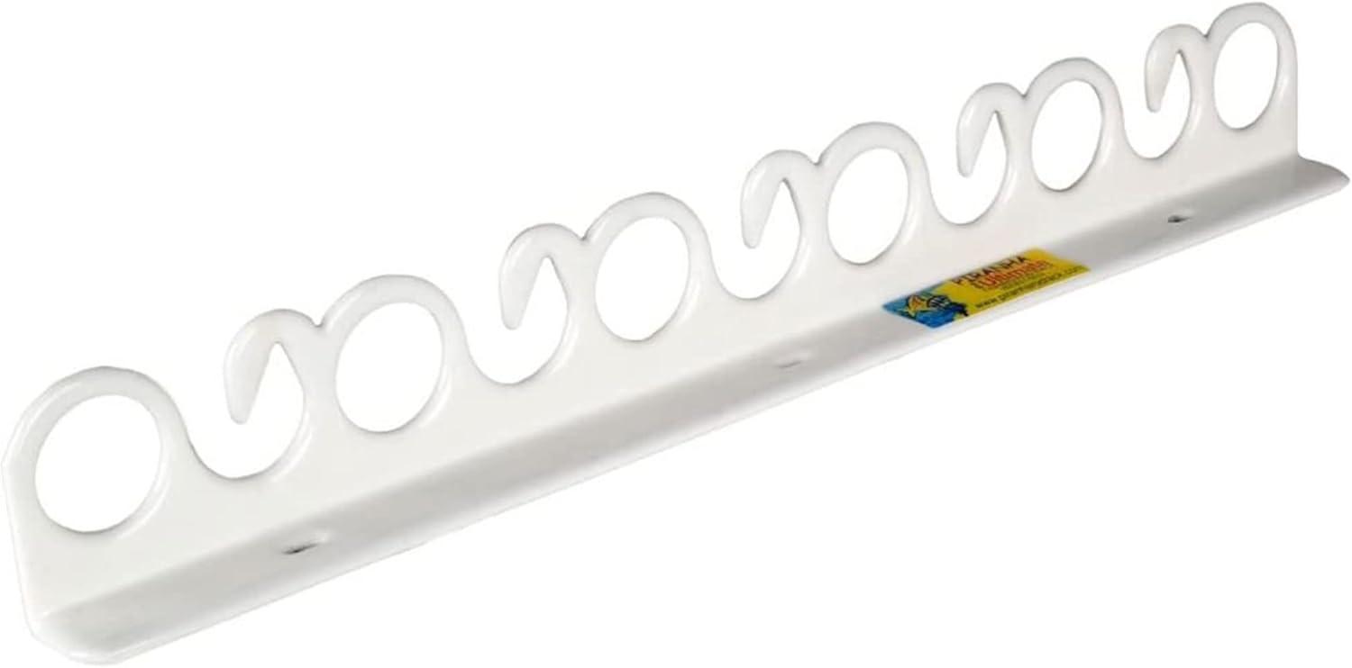 Piranha FD011 Original Vinyl Coated Steel Indoor Outdoor Compact Overhead and Wall Mount Fishing Rod Rack with Installation Hardware, Holds 11 Rods