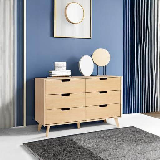 Walker Edison Modern 6-Drawer Dresser with Cut-Out Handles, Riviera