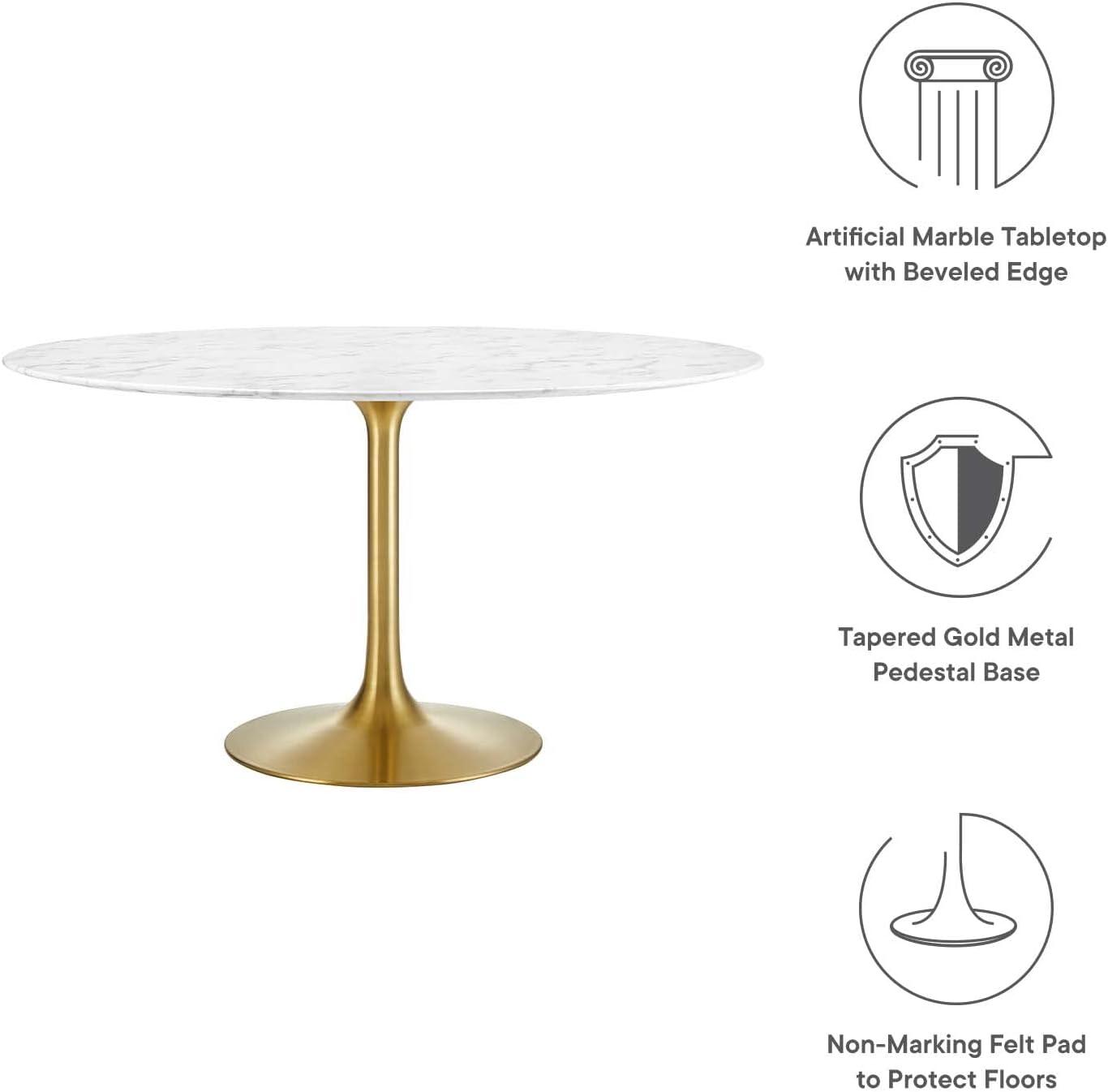 Modway Lippa Oval Artificial Marble Dining Table