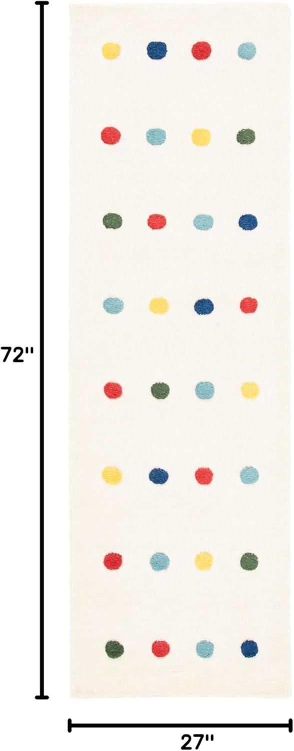 SAFAVIEH Kids Colorful Polka Dots Runner Rug, Ivory, 2'3" x 6'