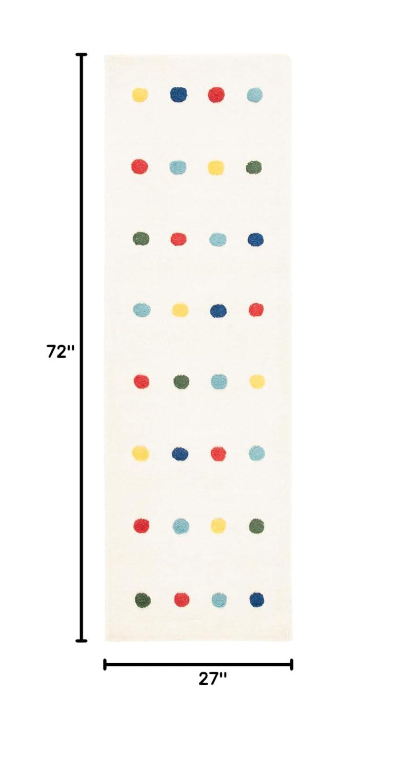 SAFAVIEH Kids Colorful Polka Dots Runner Rug, Ivory, 2'3" x 6'