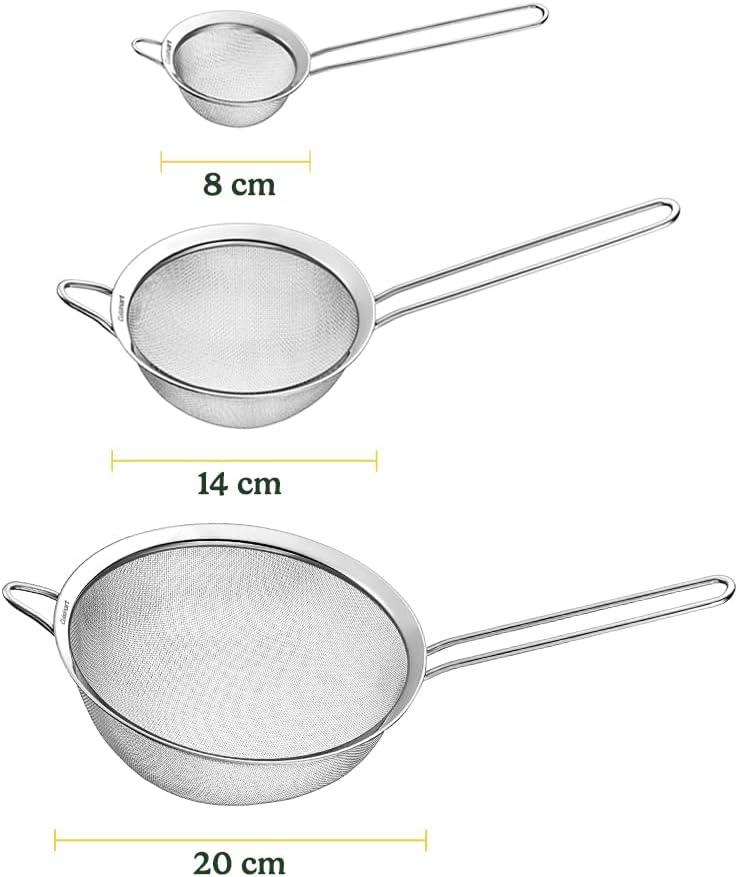 Cuisinart 3 Piece Stainless Steel Mesh Strainer Set for for Sifting, Straining and Draining Vegetables, Pastas, Flour, Tea