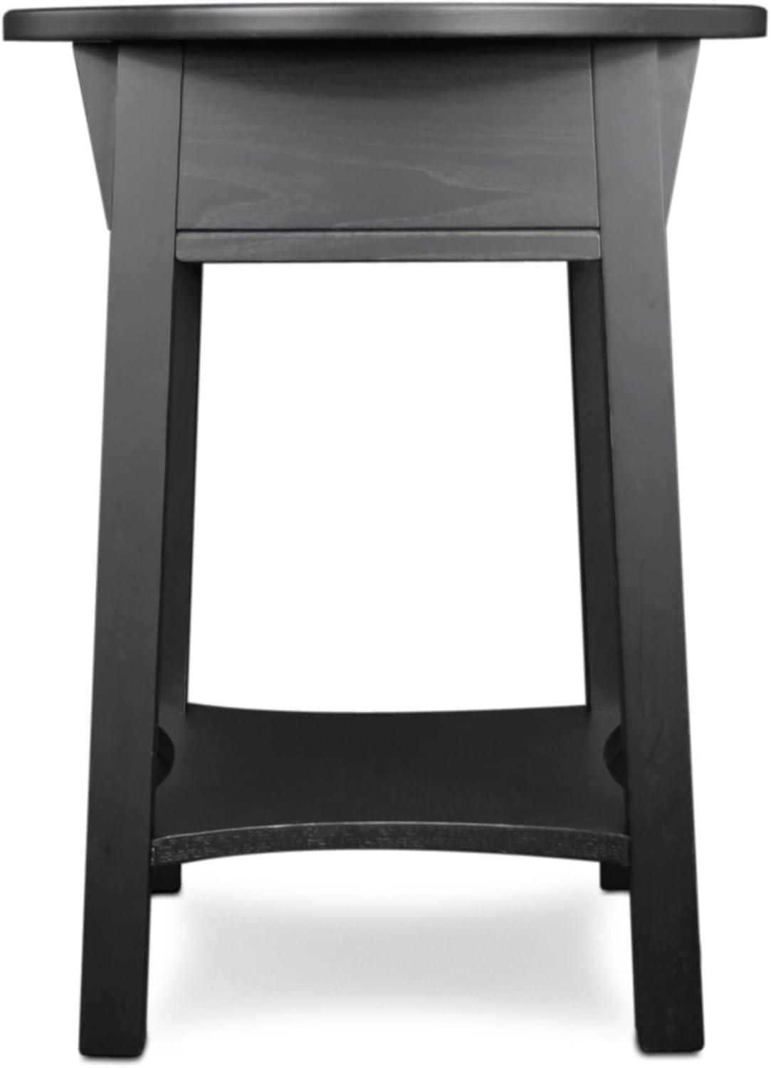 Leick Home 10032-RS Mission Round End Table with Drawer, Made with Solid Wood, Side Table for Living Room, Bedroom, and Office, Slate Black Finish