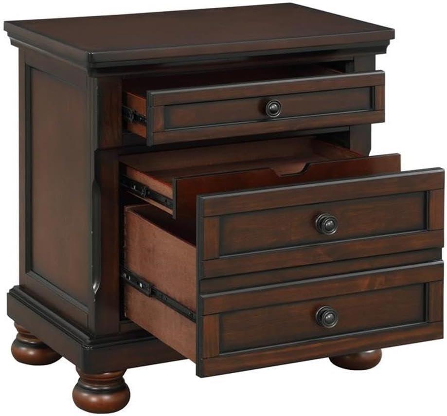 Pemberly Row 3-Drawers Traditional Wood Nightstand in Brown Cherry