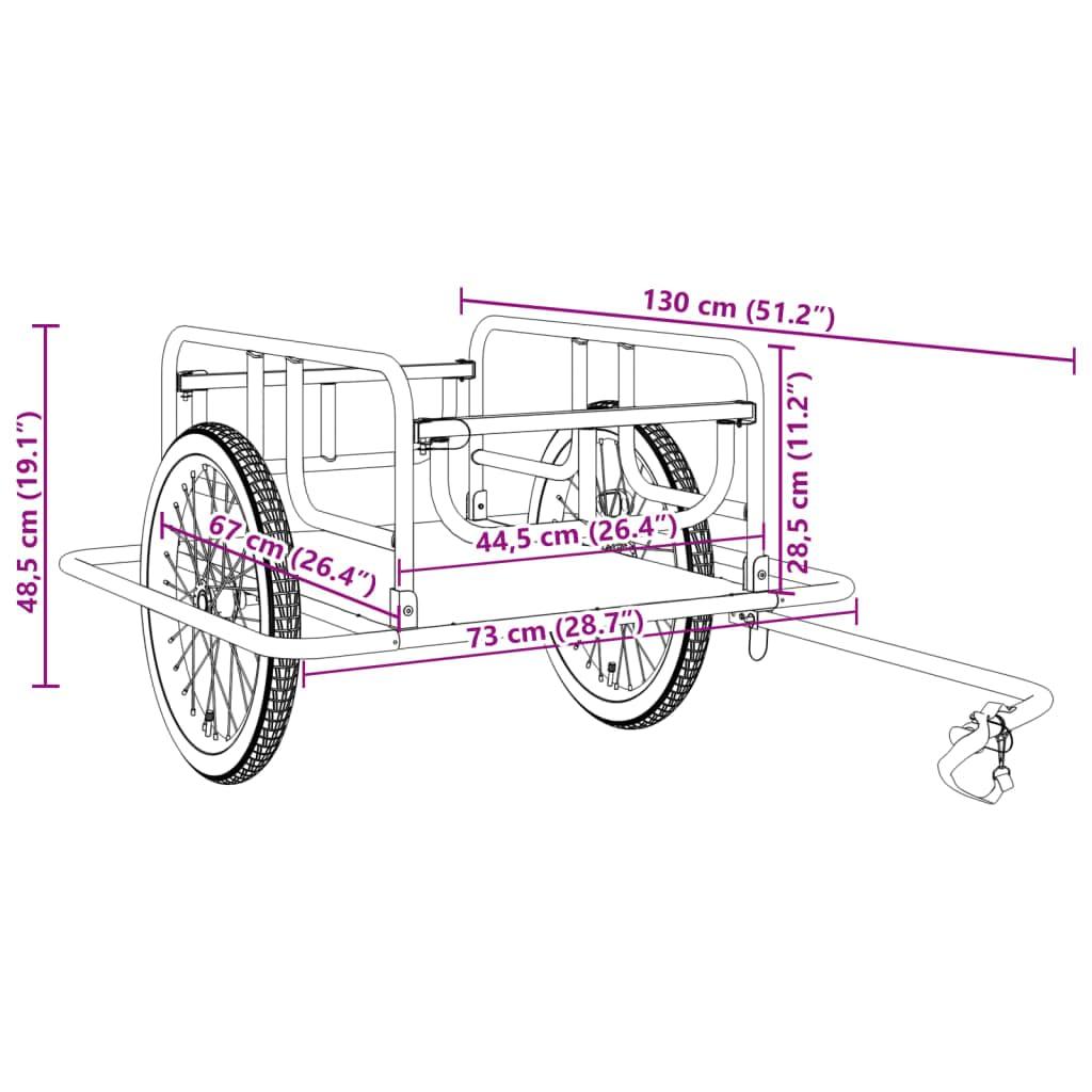 VidaXL Bike Trailer 51.2"x28.7"x19.1" Steel Black