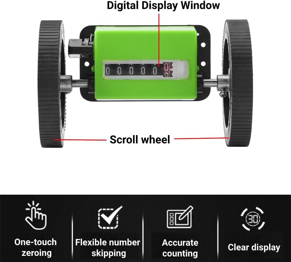 Roller Type Meter Counter, 6 Digits Meters Rolling Mechanical Length Counter for Measuring Textile, Printing, Artificial Leather