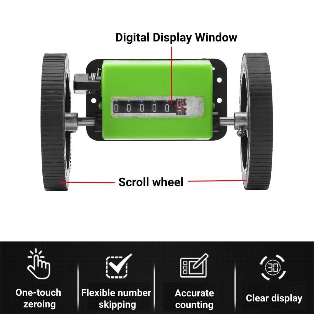 Roller Type Meter Counter, 6 Digits Meters Rolling Mechanical Length Counter for Measuring Textile, Printing, Artificial Leather