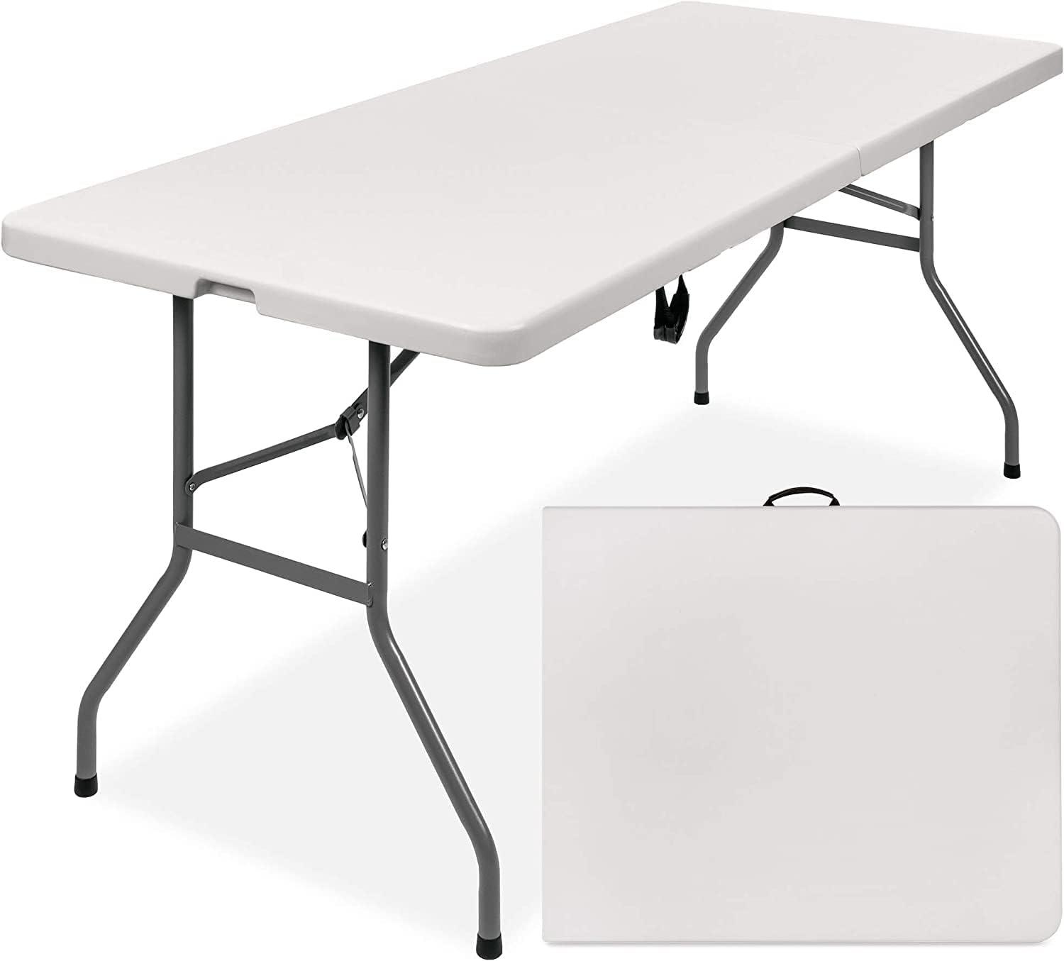 Best Choice Products 6ft Plastic Folding Table, Indoor Outdoor Heavy Duty Portable w/ Handle, Lock