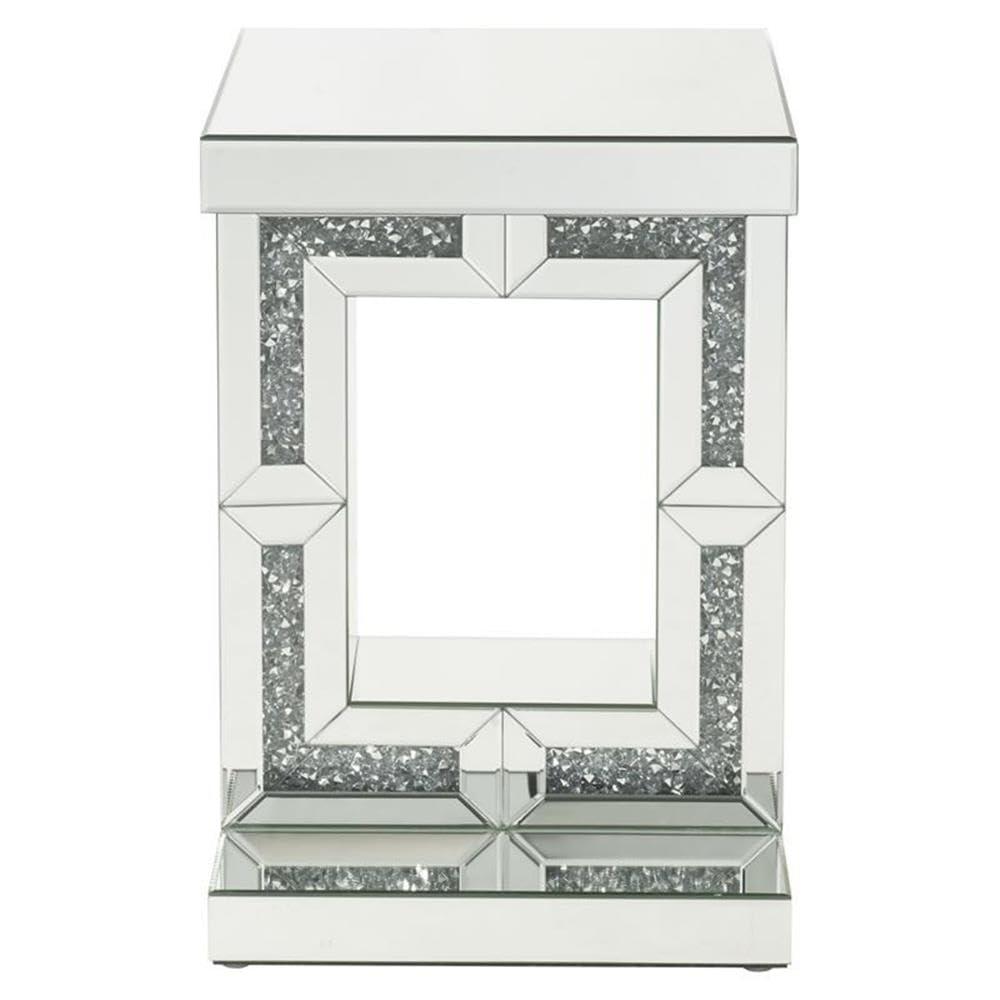 16" Noralie Accent Table Mirrored/Faux Diamonds - Acme Furniture