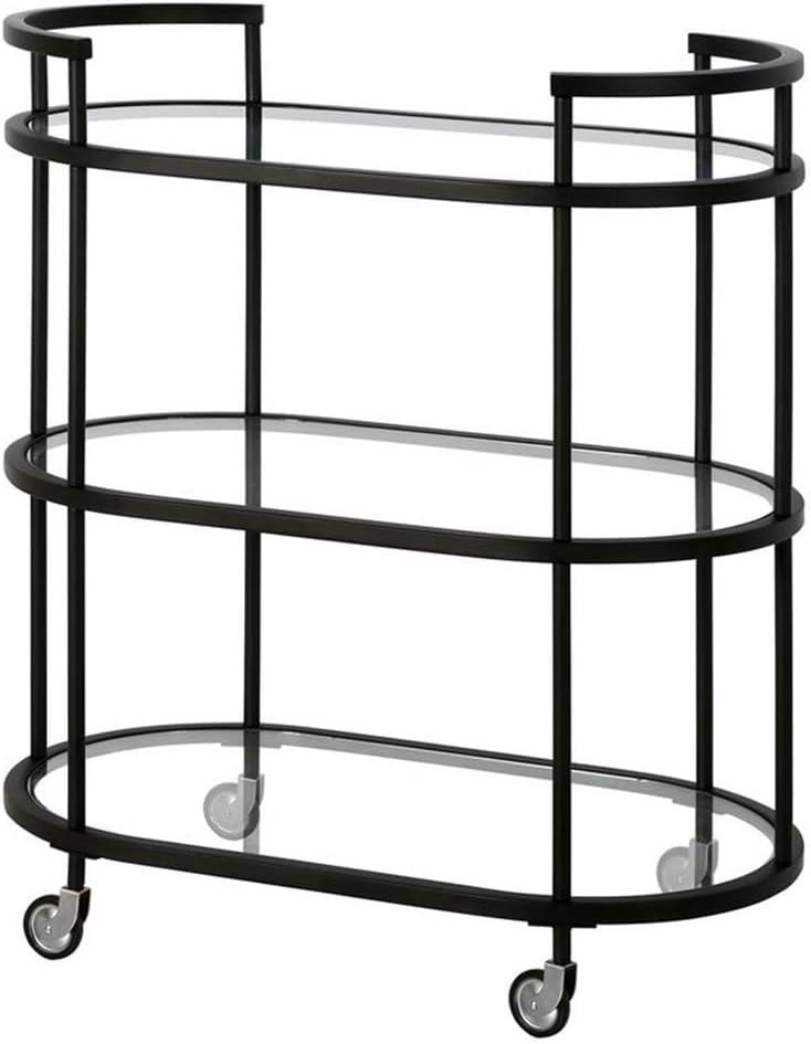 Henn&Hart 30" Blackened Bronze Metal/Glass Bar Cart