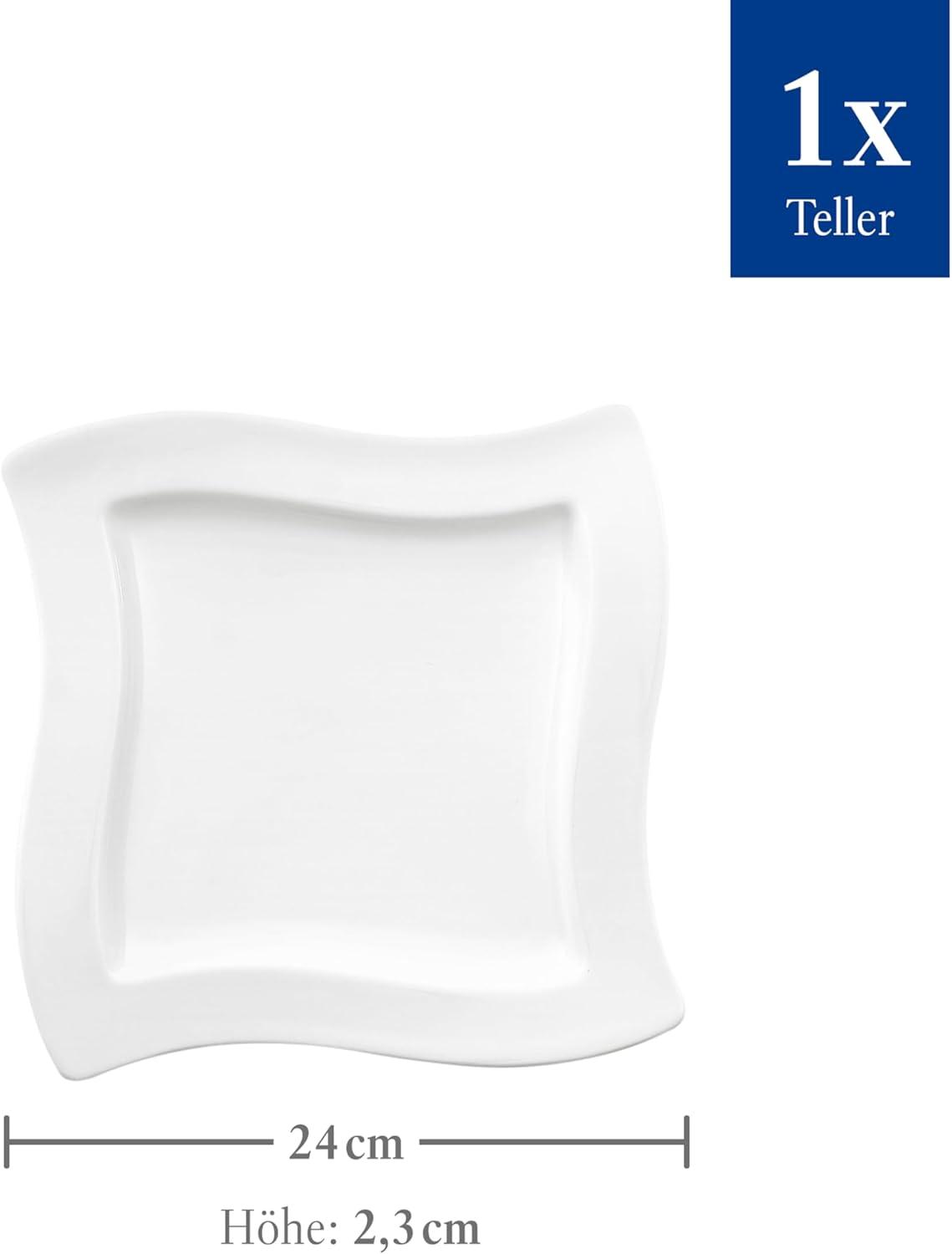 White Porcelain Square Microwave-Safe Salad Plate