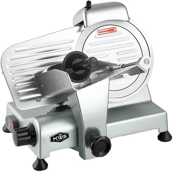 KWS KitchenWare Station KWS 200W Electric Meat Slicer 7.67 Stainless Steel Blade, Frozen Meat/ Deli Meat Slicer Low Noises