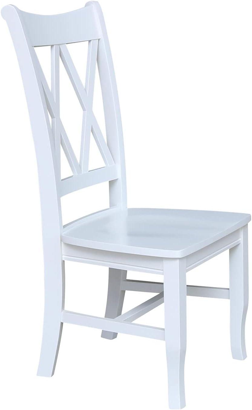 International Concepts Set of 2 Jeremy Double Dining Chairs White: Hardwood Frame, Modern Style, 250lb Capacity