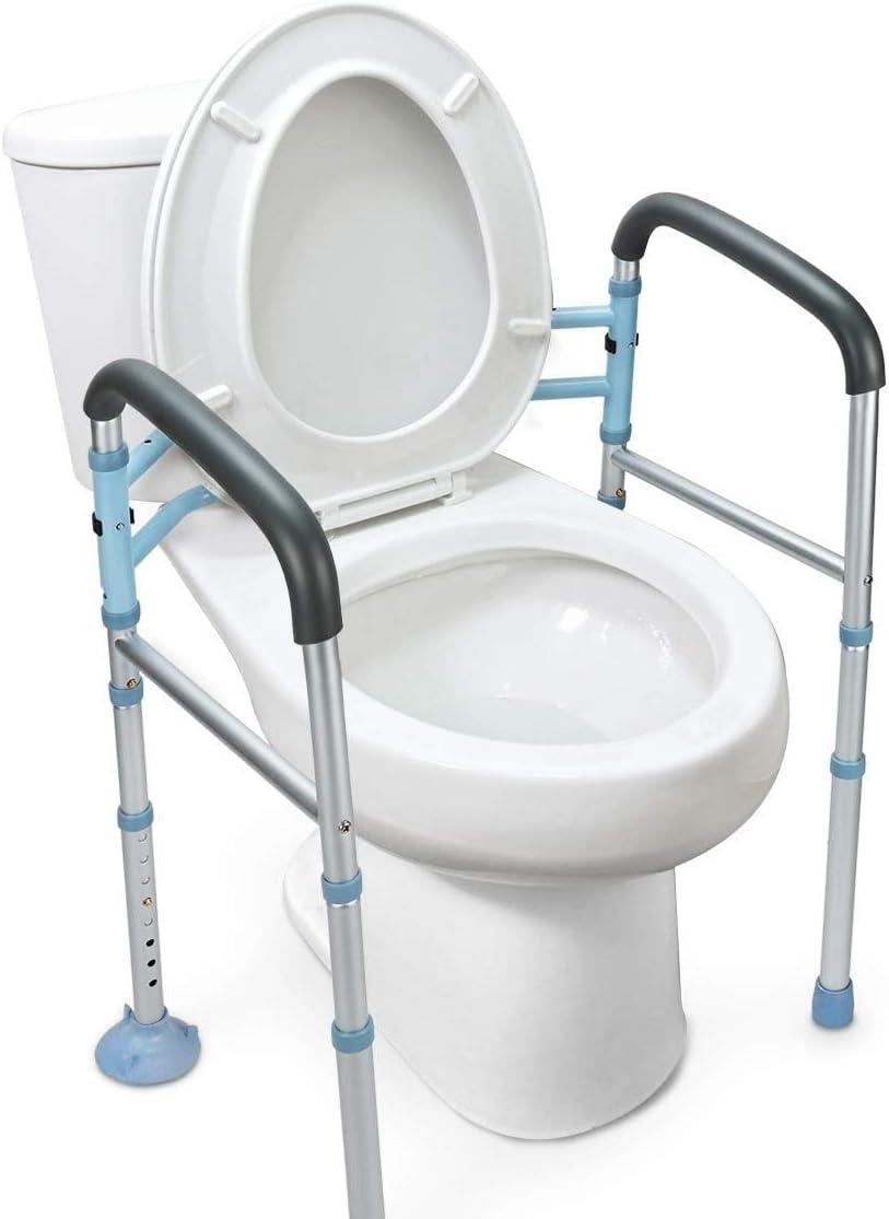 Oasisspace Stand Alone Toilet Safety Rail - Heavy Duty Medical Toilet Safety Frame for Elderly, Handicap and Disabled - Adjustable Bathroom Toilet Handrails, Fit Any Toilet