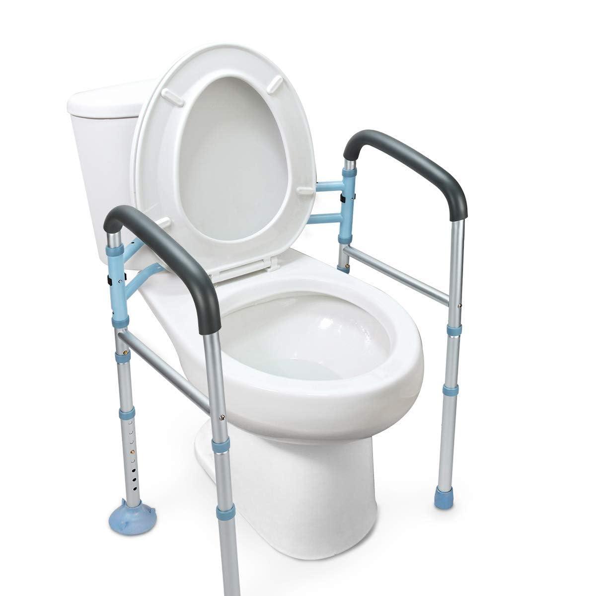 Oasisspace Stand Alone Toilet Safety Rail - Heavy Duty Medical Toilet Safety Frame for Elderly, Handicap and Disabled - Adjustable Bathroom Toilet Handrails, Fit Any Toilet