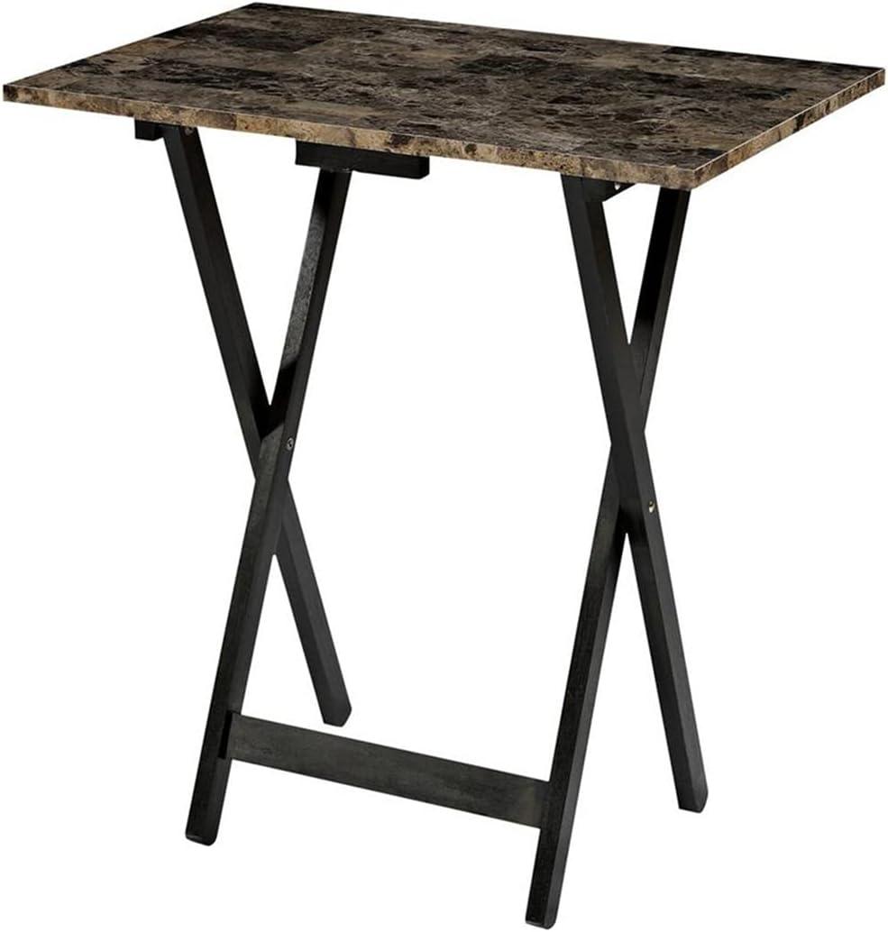 LeCeleBee Home Decor Tray Table Set, Faux Marble, Brown