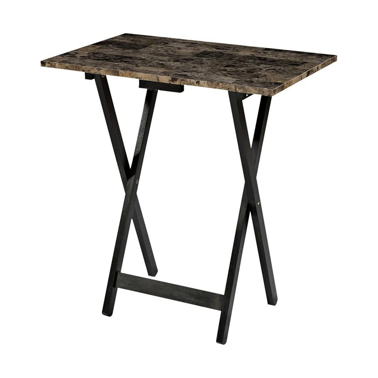 LeCeleBee Home Decor Tray Table Set, Faux Marble, Brown