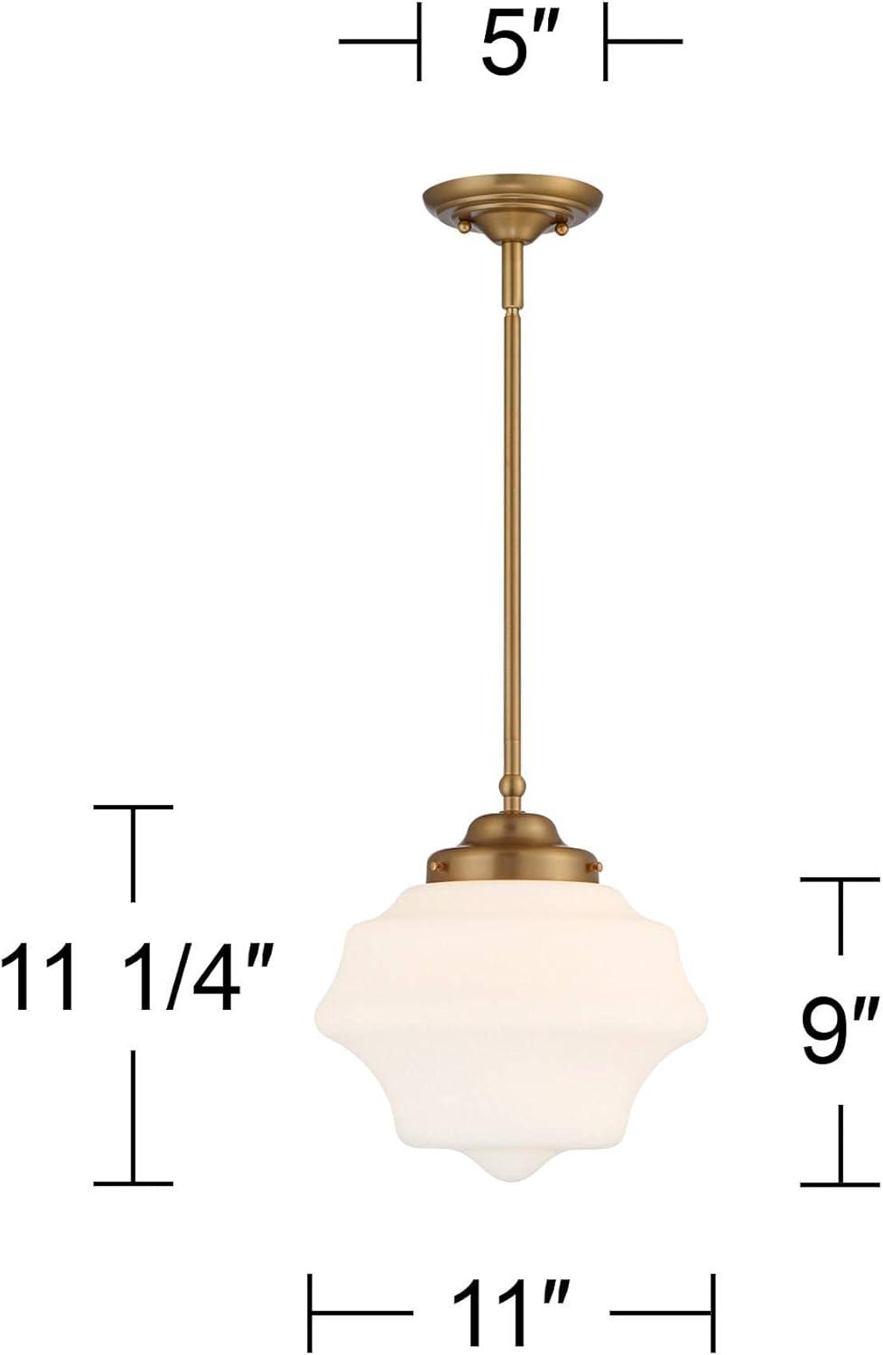 Possini Euro Design Soft Gold Mini Pendant Light 11" Wide Modern Schoolhouse Opal Glass Shade for Dining Living Room House Island