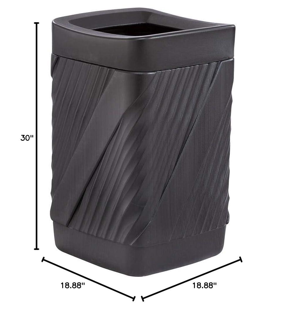 Safco Twist Waste Receptacle 32 gal Capacity - Removable Lid, Durable, UV Resistant, Fade Resistant - 30" Height x 18.9" Width x 18.9" Depth - High-density Polyethylene (HDPE) - Black