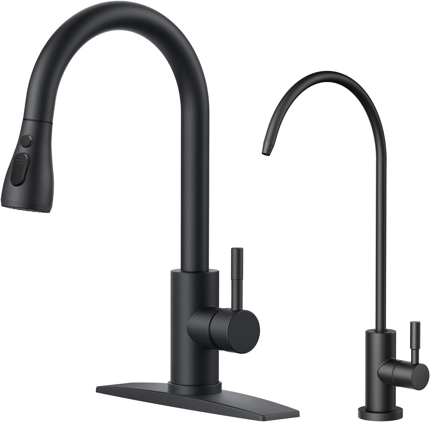 ARCORA Stainless Steel Pull-Down Kitchen Faucet and Water Filter Faucet Combo