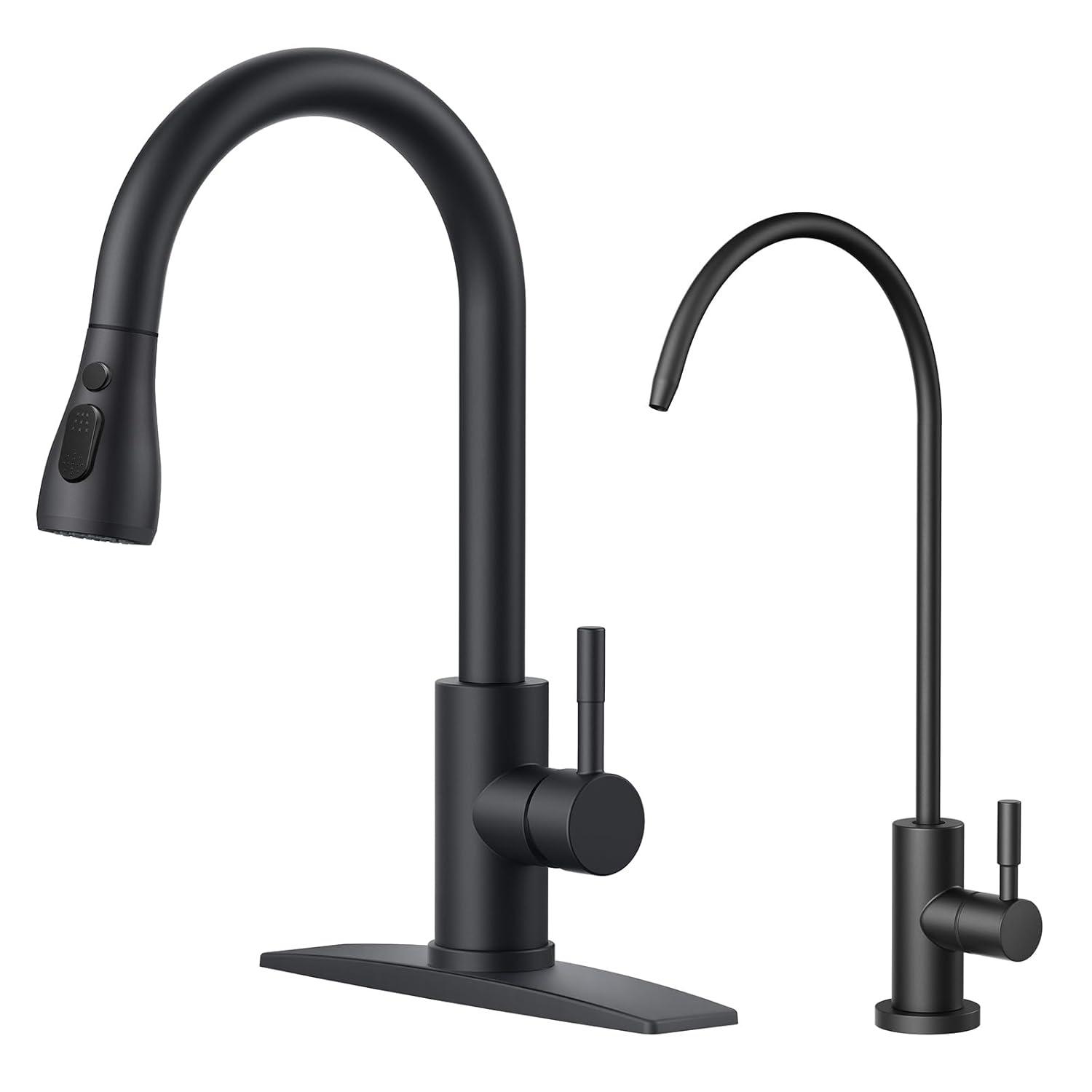 ARCORA ARCORA Stainless Steel Pull-Down Kitchen Faucet and Water Filter Faucet Combo AR7100301B-L