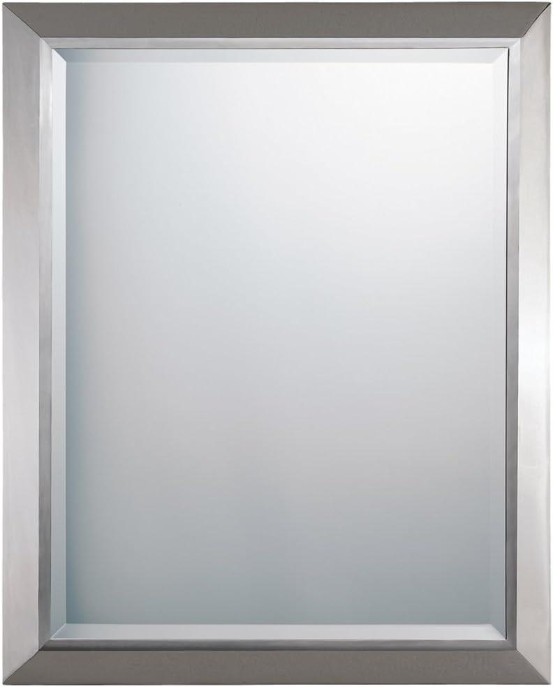 Rectangular Polished Chrome Metal Framed Wall Mirror