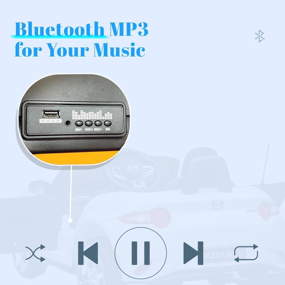 Coche para Niños, mazda mx-5 rf, Coche para Montar con Motor de 12 V con control remoto de 2,4 G, Coche de Juguete Eléctrico de Velocidad Ajustable para Niños de 3 a 6 Años, Blanco