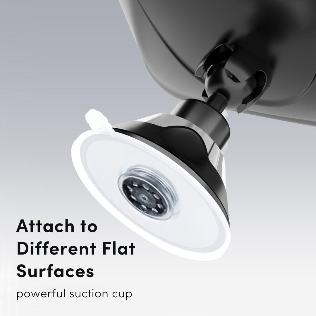 Black Wall Mounted LED Magnifying Mirror with Suction Mount
