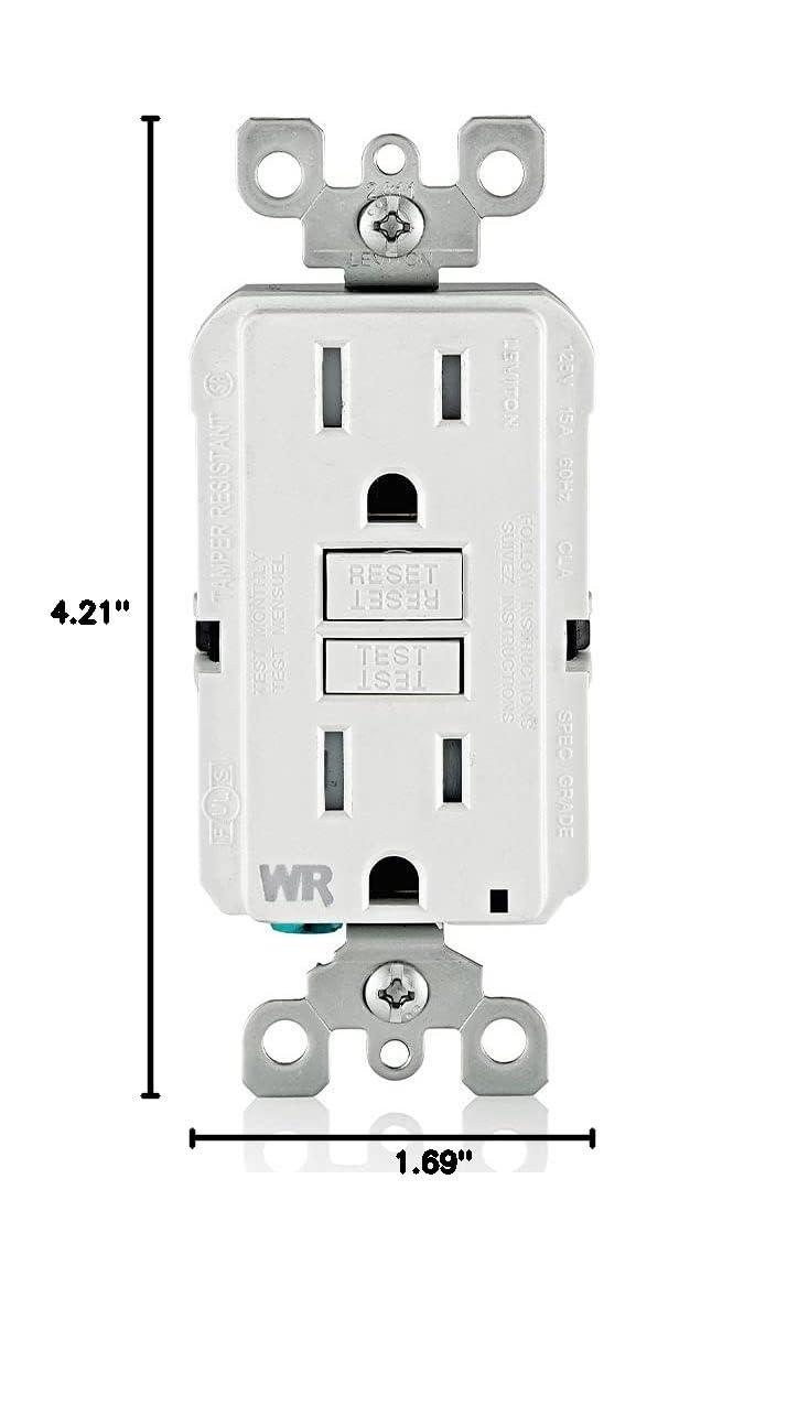 Leviton Smartlockpro Weather & Tamper-Resistant Duplex Gfci Receptacle With Led, White, Nema 5-15R, 125 Volts, 15 Amps