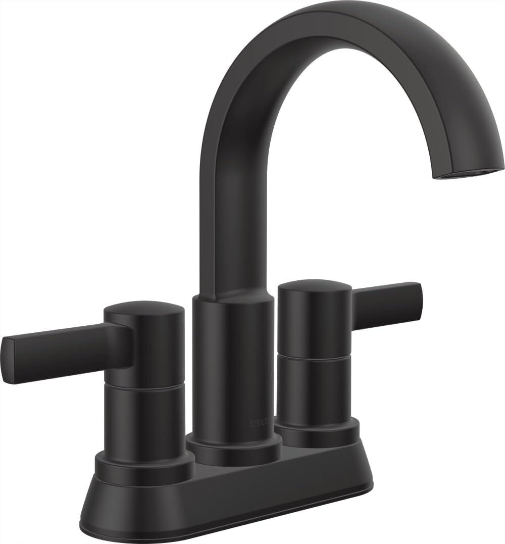 Albion Matte Black Two-Handle High-Arc Bathroom Faucet