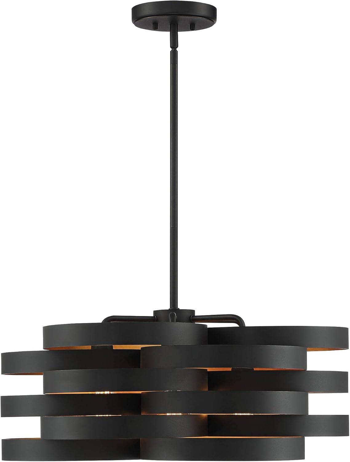 Zia Black Gold 28" Wide Modern Industrial 6-Light Chandelier